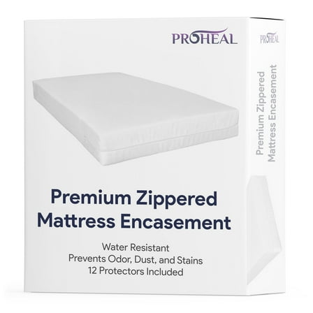 Proheal Hospital Bed Mattress Protector, Zippered, Water Resistant - Protects from Odor, Dust, and Stains - 36" x 80" x 6" - 12 Pieces
