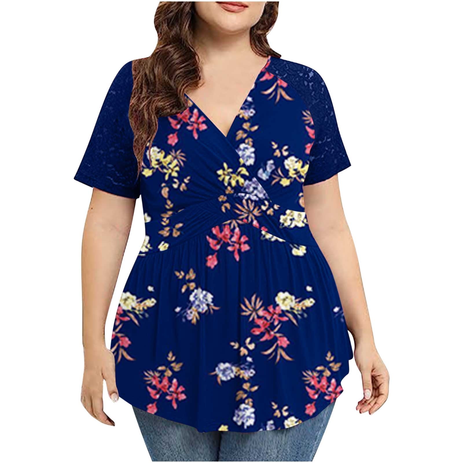 ZVAVZ Womens Work Tops, Ladies Work Casual Tunic Basic Tees Shirts