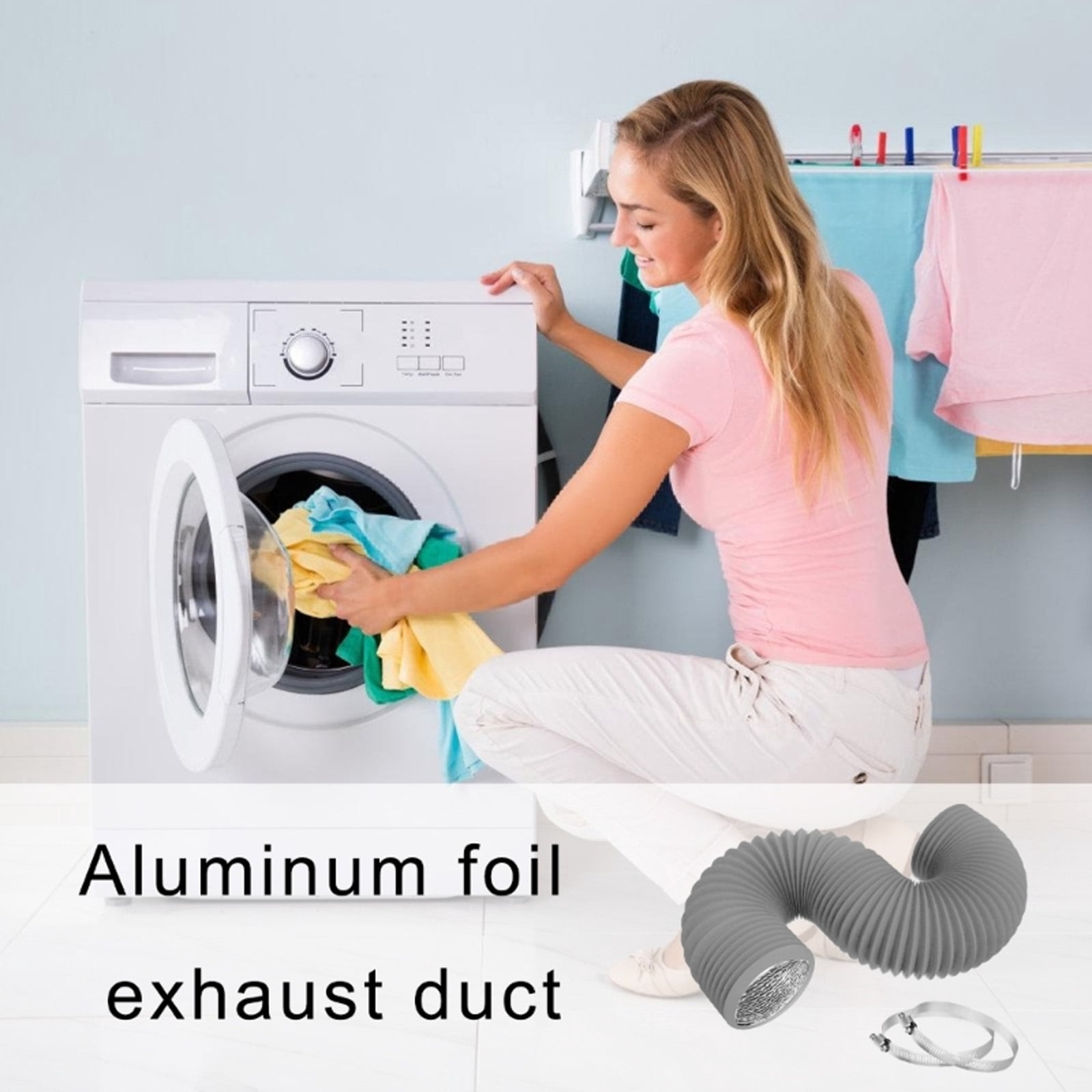 Dryer Vent Hose Air Duct Flexible Adjustable PVC Heavy Duty Air Duct with 2 Screw Clamps for HVAC Ventilation