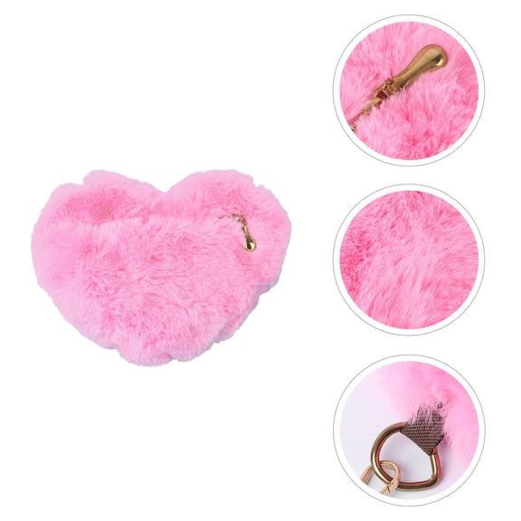 MIPCASE 1PC Portable Pink Fuzzy Purse for Women Heart Shape Messenger Bag for Party and Dating