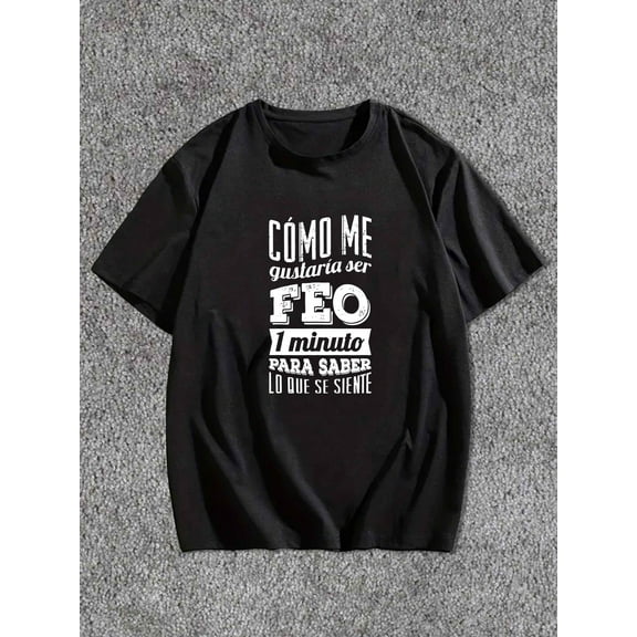 Men's Letter Graphic Tees Crew Neck T Shirts Short Sleeve T-Shirts Casual Summer Streetwear Black A M