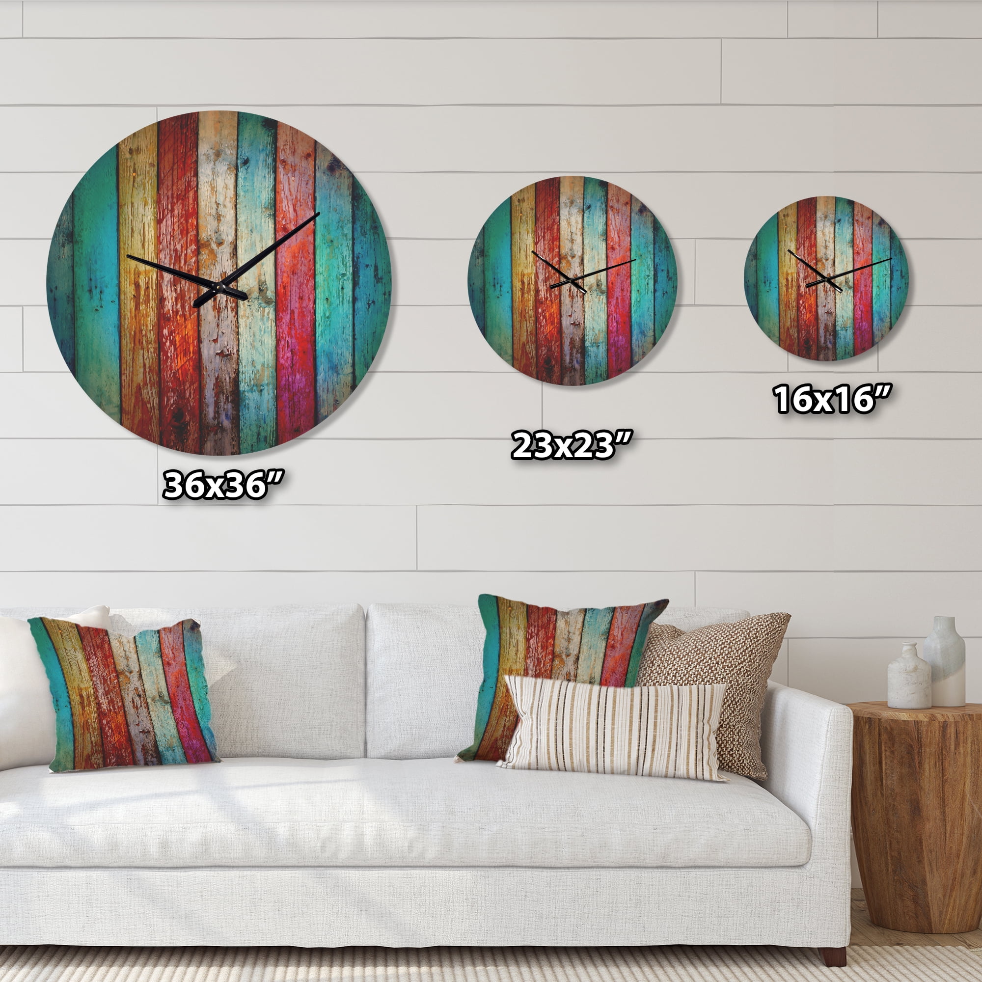 Designart 'Traditional Wooden Pattern ' Farmhouse Wood Wall Clock