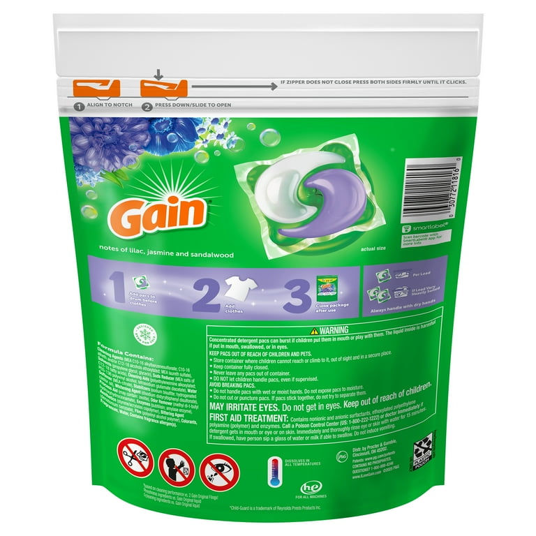 Gain Laundry Detergent Packs, Super-Sized Flings, Dewdrop Dream Scent, 18  Count - Walmart.com