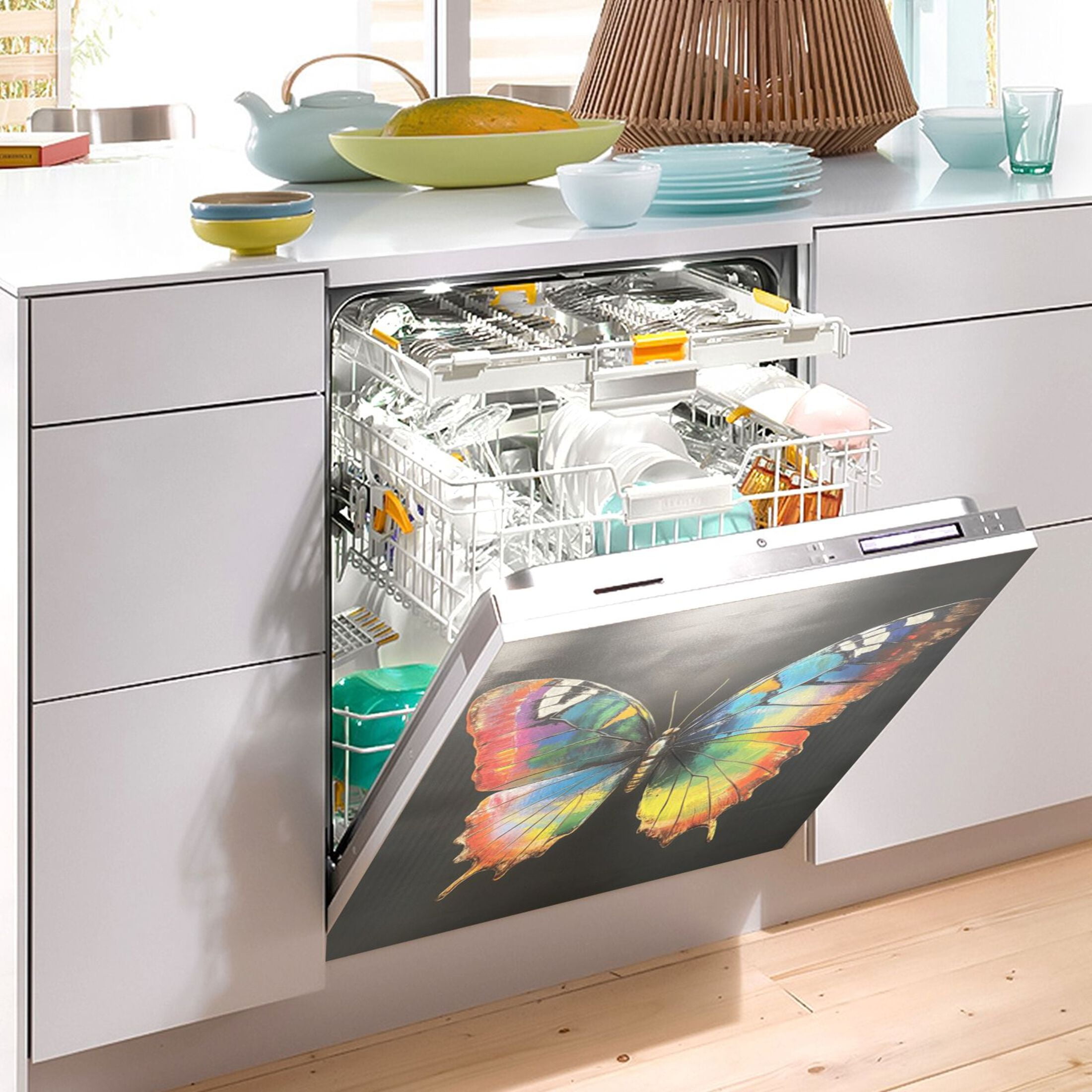 Dishwasher Magnetic Sticker 23x26 Inch Refrigerator Magnetic Sticker Washing Machine Magnetic Sticker Kitchen Panel Magnetic Sticker Home Decor Big Butterfly Picture