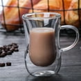 thumbnail image 2 of Glass Cup Double Wall Design Transparent Glass Coffee Mug for Restaurant, 2 of 7
