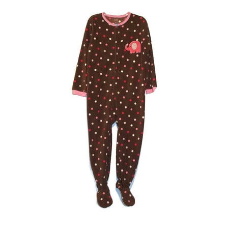 Carter's Girl's Polka Dot Elephant Fleece Footed Pajama Sleeper, Size 4