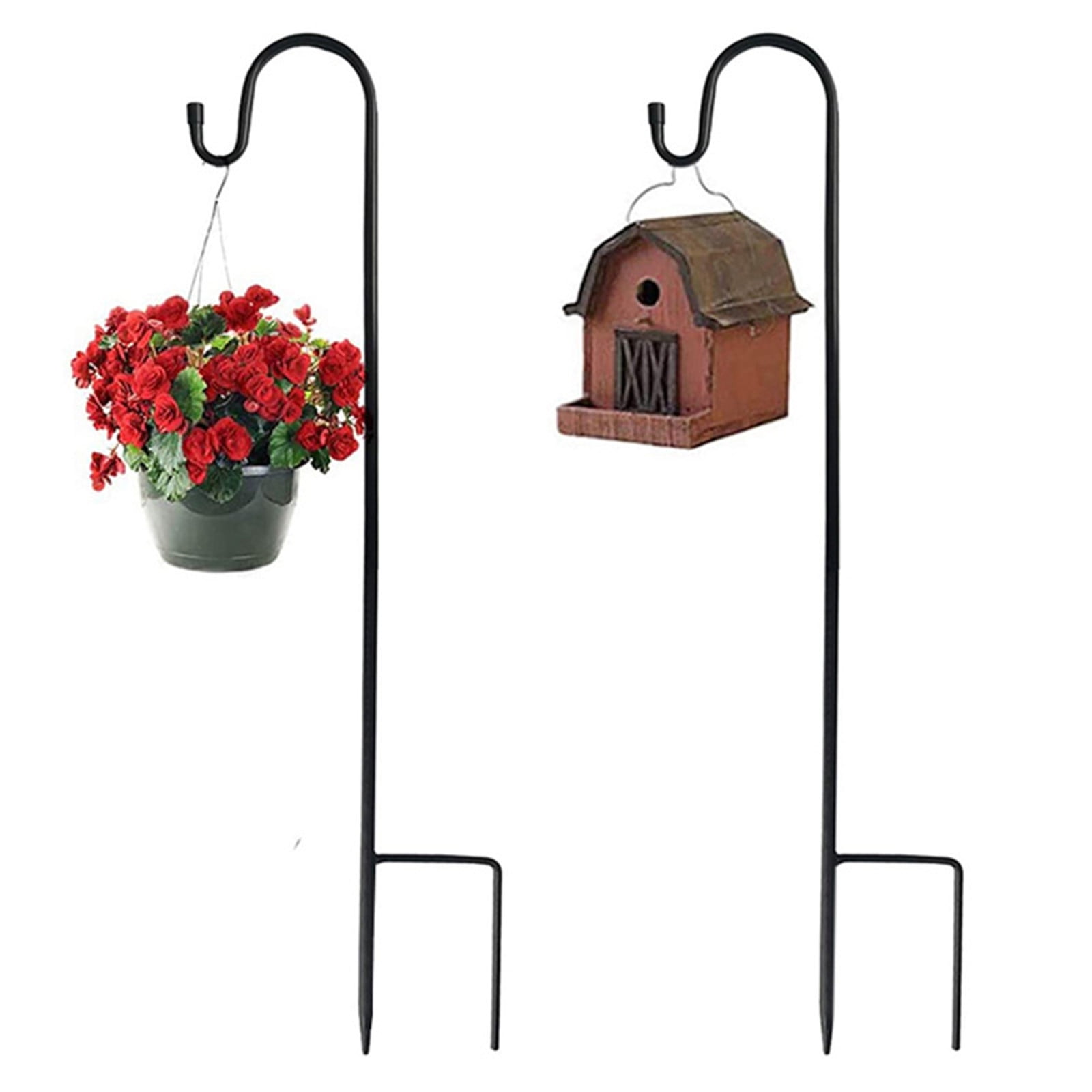 BRELIL 3Pcs Rust Proof Bird Feeder Hook, Durable Detachable Outdoor Hanging Hook, Heavy Duty Metal Insertion Hook for Courtyard Garden Patio Deck, Easy Install Birdhouse Hanger for Pole Tree Fence
