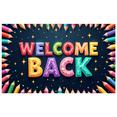 thumbnail image 3 of Welcome Back Banner with Rainbow and Pencils Colorful Backdrop for School Party Classroom Decoration Photography Props Festive Background Decor, 3 of 4