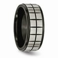 thumbnail image 4 of Grey Titanium Ring Band Wedding 9mm Black IP-plated Brushed & Polished, 4 of 6