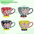 thumbnail image 4 of 4 Packs Ceramic Coffee Mugs, Coffee Tea Milk Cups, Large Coffee Mugs with Embossed Flower Patterns, Handmade Cup Set for Tea Milk Latte Cappuccino Cereal Hot Chocolate, 4 of 6
