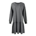 thumbnail image 5 of Rib Knit Patchwork Sweatshirt Dress,Casual Crewneck Mini Dresses,Women Fall Long Sleeve Ruffle Hem Oversized Pullover Tops Gray 2XL, 5 of 5