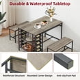 thumbnail image 4 of 3-Piece Dining Table Set for 4, Dining Table with 2 Benches, Kitchen Table and Chairs Set with 2 Storage Shelves, Wine Rack and Glass Holder for Small Space Kitchen Restaurant Bar, 4 of 8