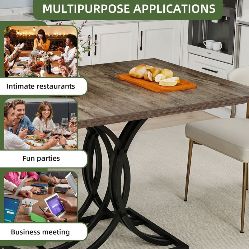 Uforic 63" Dining Table for 4-6 People, Modren Kitchen Table with Metal Leg , Rectangular Dinner Table, Gray
