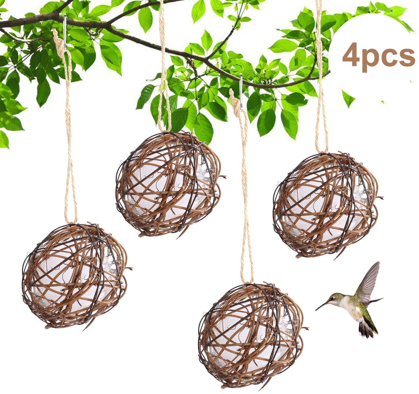 Set of 4 Hummingbird Nesters Bird Toys Bird Nest Hanging Balls Stuffed
