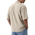 thumbnail image 5 of Domuza Mens Corduroy Textured Short Sleeve Shirts Casual Solid Button Polo Shirt Comfy Wrinkle Free Tops Khaki 2XL, 5 of 7