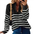 thumbnail image 1 of Suéteres de Punto de Larga con Cuello en V y Media Cremallera para Mujer, Otoño e Invierno, A , de Gran Tamaño. Negro S, 1 of 6