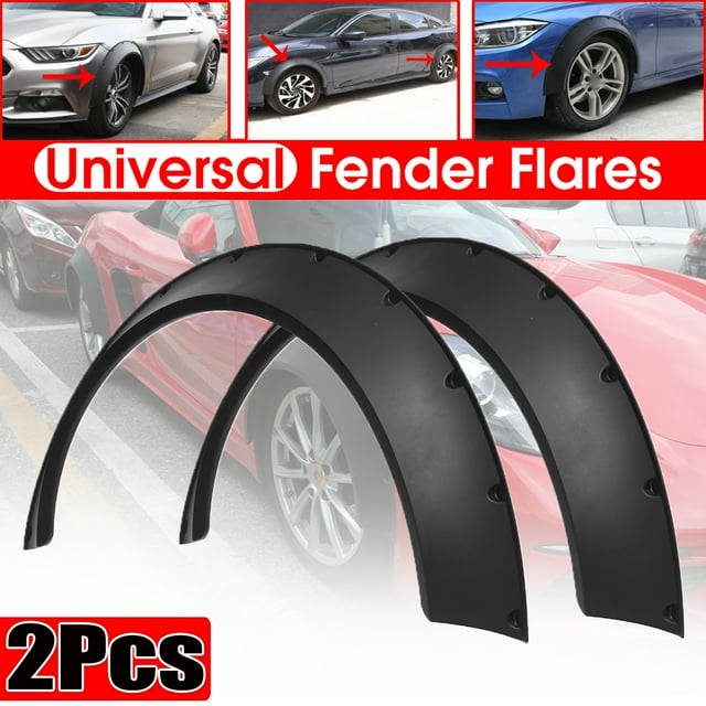 Universal 2X Auto Car Body Fender Flares Flexible Durable Polyurethane Kit Black