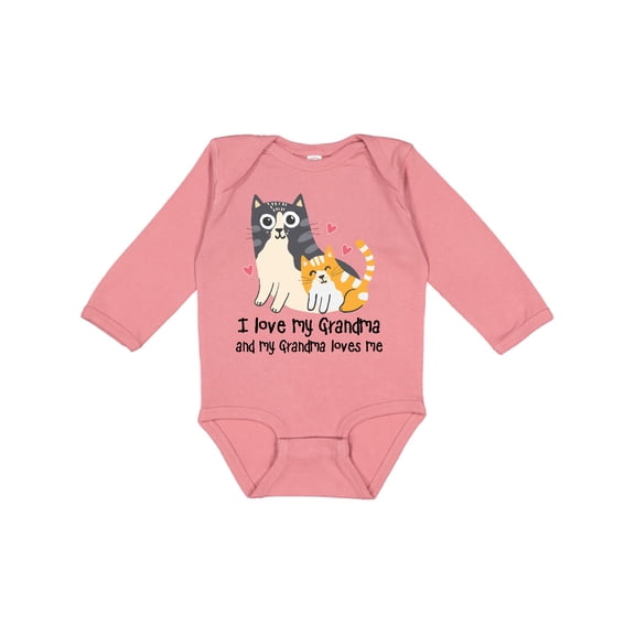 Inktastic I Love My Grandma Loves Me Cat Boys or Girls Long Sleeve Baby Bodysuit