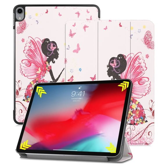 New iPad Pro 11 Inch Case 2018, Allytech Ultra Slim Trifold Stand Folio Flip Auto Sleep Wake (Support 2nd Gen Apple Pencil Wireless Charging) Protective Cover for Apple iPad Pro 11", Butterfly Girl