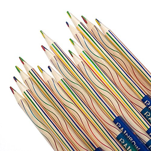 ThEast 30 Piece Rainbow Colored Pencils, 4 Color in 1 Pencils for Kids, Assorted Colors for Drawing Coloring Sketching Pencils For Drawing Stationery, Bulk, Pre-sharpened,Simple Box Packaging