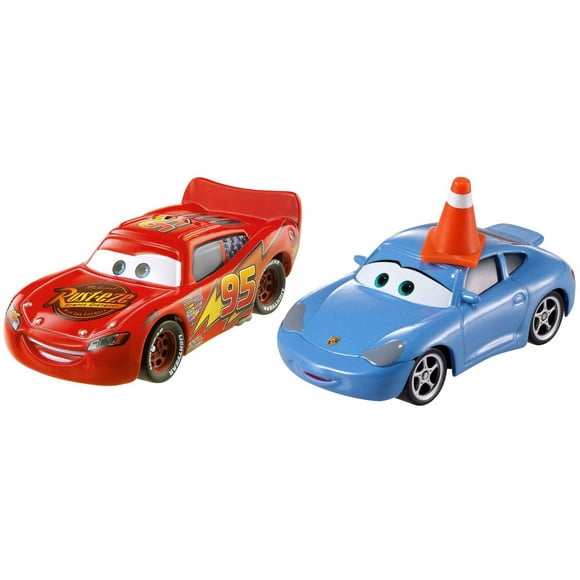 Disney/Pixar Les Bagnoles – Véhicule en métal moulé sous pression – Coffret de 2 – Sally avec cône et Flash Mcqueen