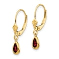 thumbnail image 2 of 14K Yellow Gold Earring Birthstone (01) January Women'S Garnet Pear Red 23 mm 4, 2 of 3