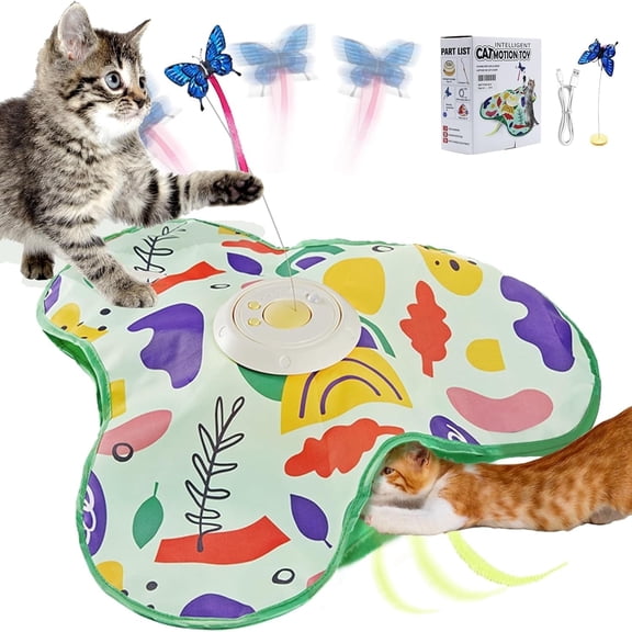 Magicorange Interactive Cat Toy for Indoor Cats, Hide and Seek Cat Toy Rechargeable, Automatic Moving Feather Toy, Non-Slip Suction Cup Base