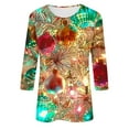 thumbnail image 5 of asdoklhq Christmas Sweaters for Women Fashionable Women's Christmas Printed Casual Round Neck Pullover 3/4 Sleeve Top Red XL, 5 of 5