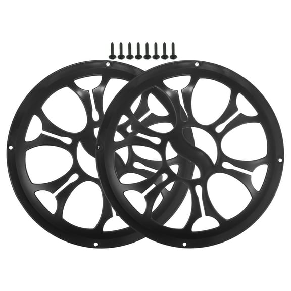 Unique Bargains 2 Pcs 8" Car Speaker Grills Cover Round 8 Inch Audio Subwoofer Protector with Screws ABS Black