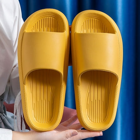 

Aayomet Summer Slippers for Women Women s Comfortable Thick Soled Slope Heel Quick Drying Household Slippers Yellow 7.5