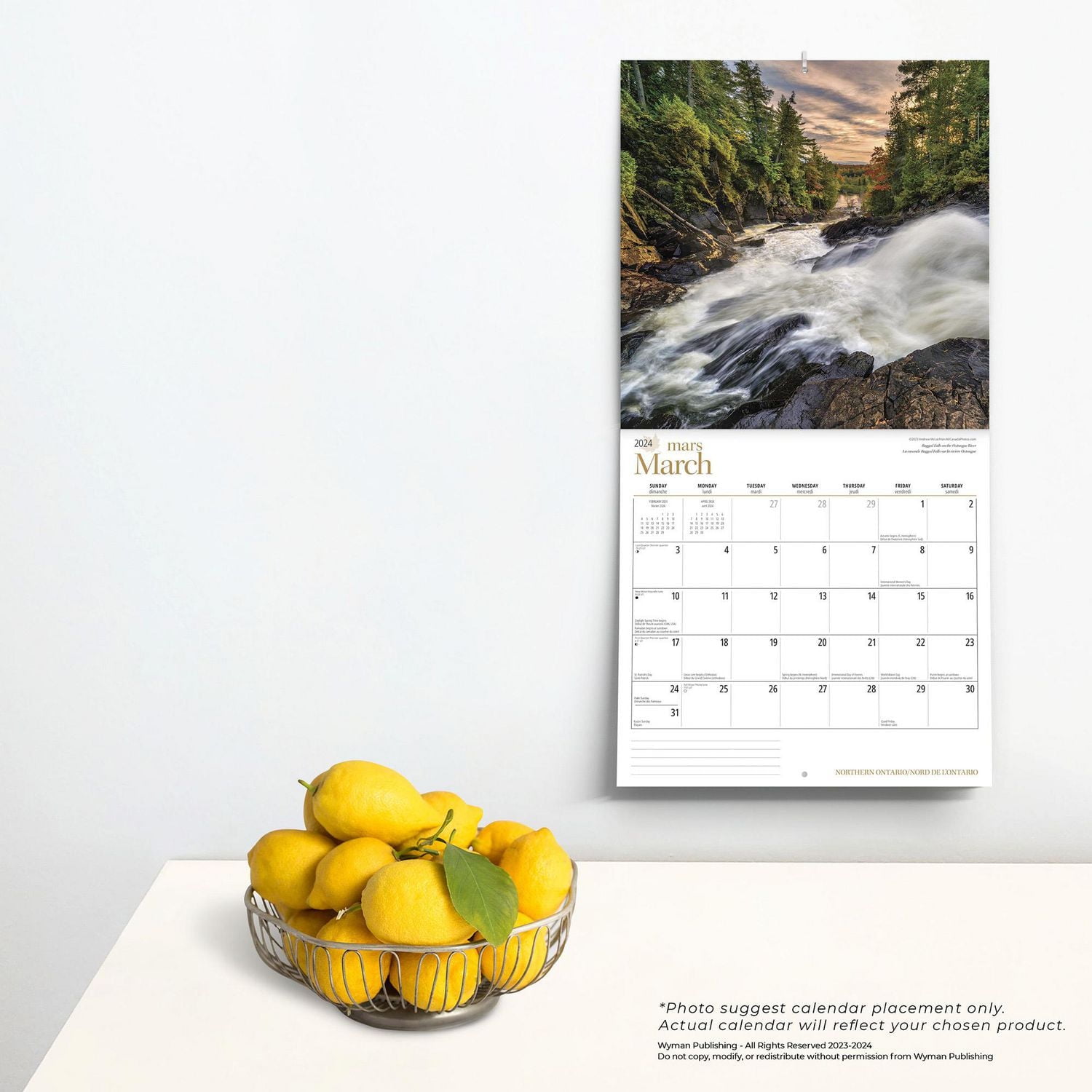 Wyman Publishing Northern Ontario 2024 12x24 Inch Square Wall Calendar, 9781525611575