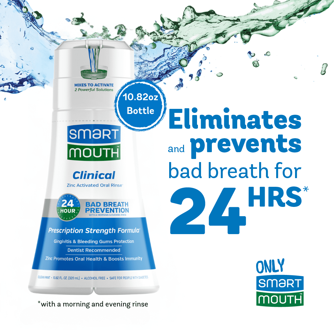 (4 pack) SmartMouth Activated Dual-Solution Oral Breath Rinse Mouthwash Clinical DDS, Clean Mint, 10.82 fl oz, Adult