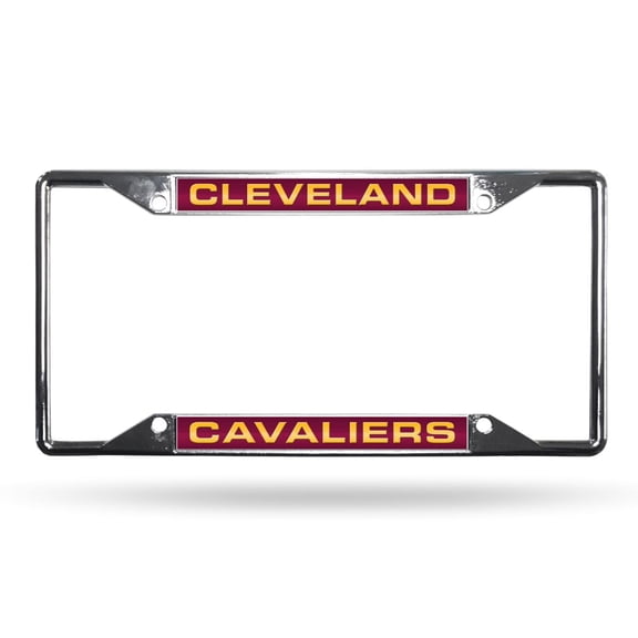 Cleveland Cavs Cavaliers 4-Corner EZ View Chrome Metal Laser License Plate Frame