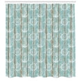 thumbnail image 2 of Ambesonne Nautical Shower Curtain, Marine Elements Wood, 69"Wx84"L, Turquoise Cocoa White, 2 of 2