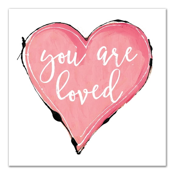 Creative Products You Are Loved Painted Heart 12x12 Canvas Wall Art