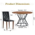 thumbnail image 4 of ExtraLco Round Dining Table Set for 4, Walnut MDF Table with 4 Black PU Chairs for Kitchen Dining Room, 4 of 10