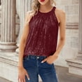 thumbnail image 2 of Outfmvch Sequin Tank Top Gothic Tops for Women Tee Shirts Womens Sparkle Tops for Women Basic Tops for Woman Button Up Tank Tops for Women Crew Neck Tank Tops for Women Wine 3xl, 2 of 7