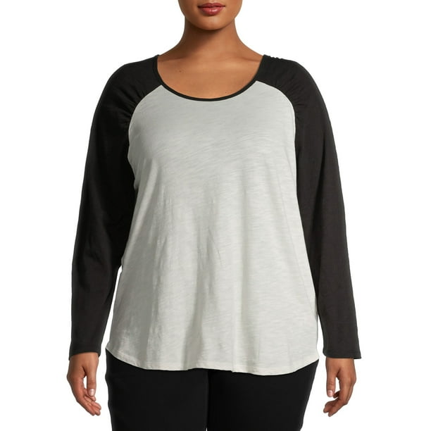 Terra & Sky - Terra & Sky Women's Plus Size Crewneck Colorblocked 