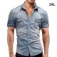 thumbnail image 2 of Guardurnaity Camisa vaquera fina de verano para hombre, Vaqueros ajustados suaves, manga corta, estilo americano, ajuste muscular, ropa de moda, Type3 NO3, 2 of 6