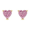 thumbnail image 3 of Clara Pucci 1.5Ct Pink Heart Cut VVS1 Screw Back Stud 14k Solid hypoallergenic Gold Designer Earrings For April, 3 of 7