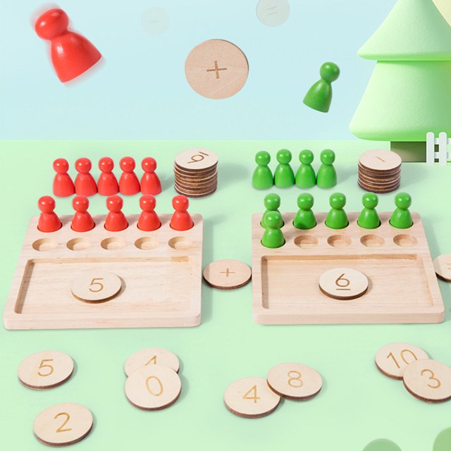Contador de números Juguete de matemáticas de madera Juguete Montessori para niños de 3 años en adelante Hugtrwg Para estrenar