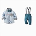 thumbnail image 5 of 12-18 Months Infant Baby Boy 2Pcs Long Sleeves Gentleman Outfit Clothes Sets 9 12 18 Months 2T 3T 4T 5T 6T Formal Bowtie Shirt Suspender Pants Wedding Dress Suits Toddler Boys Winter Clothes,Green, 5 of 5