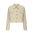 thumbnail image 4 of jtjvou Women's Corduroy Cropped Jacket Button Down Long Sleeve Fall Fashion Shacket with Pockets Lapel Solid Loose Coats Yellow L, 4 of 6