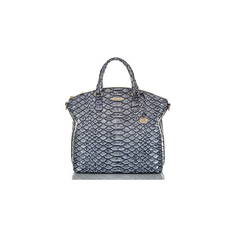 Brahmin Large Duxbury Denim Cruz Blue Silver Satchel