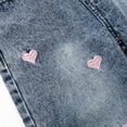 thumbnail image 5 of KIDSCOOL SPACE Girls Wide Leg Jeans,Embroidery Pink Heart Elastic Waist with Ding,Light Blue,3-4 Years, 5 of 6
