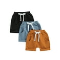 thumbnail image 1 of Gupgi 3 Pack Toddler Boy Shorts Set, Solid Loose Drawstring Shorts Kids Sports Short Pants, 1 of 8