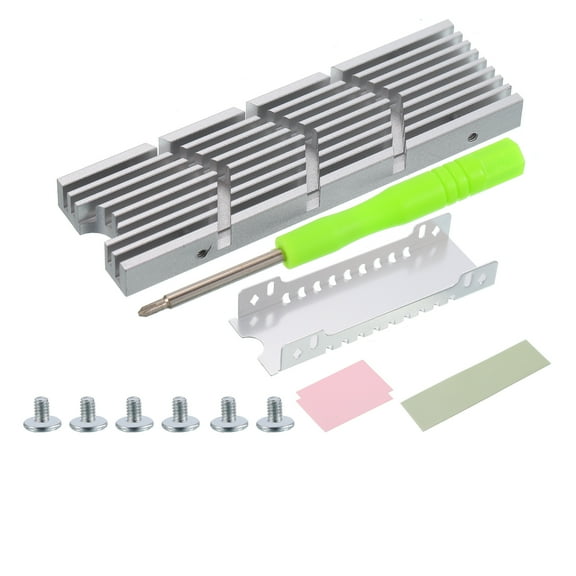 Uxcell 1 Pack M.2 2280 NVME SSD Heatsink with Heat Sink Base,Silicone Thermal Pads,Screwdriver,Screw,73*22*6mm,Silver