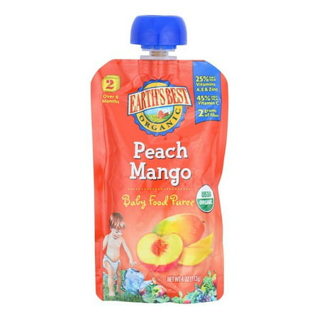 Earth's Best Organic Peach Mango Baby Food Puree - Stage 2 - Pack of 12 - 4 (Best Pasta For Babies)