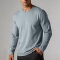 thumbnail image 2 of Daiosportswear Men's Cotton Crewneck T-Shirts Long Sleeve Plain Tee Moisture Wicking Casual Solid Color Tshirts Light Blue XXXL, 2 of 8