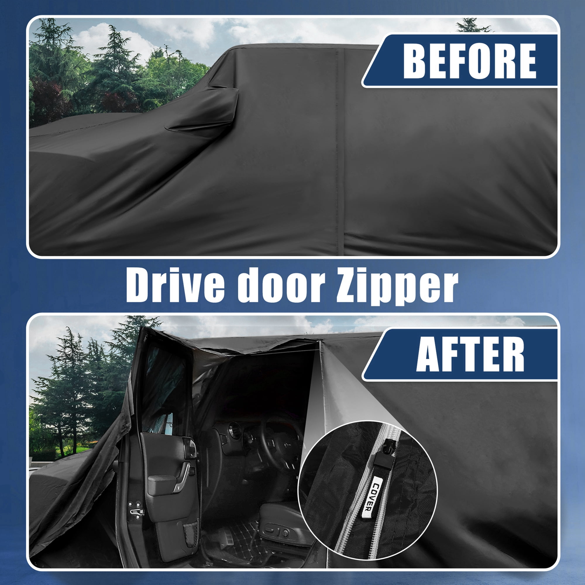 Unique Bargains Car Cover for Chevrolet Tahoe 4 Door 2007-2020 Blue 208.66"x80.71"x64.96"